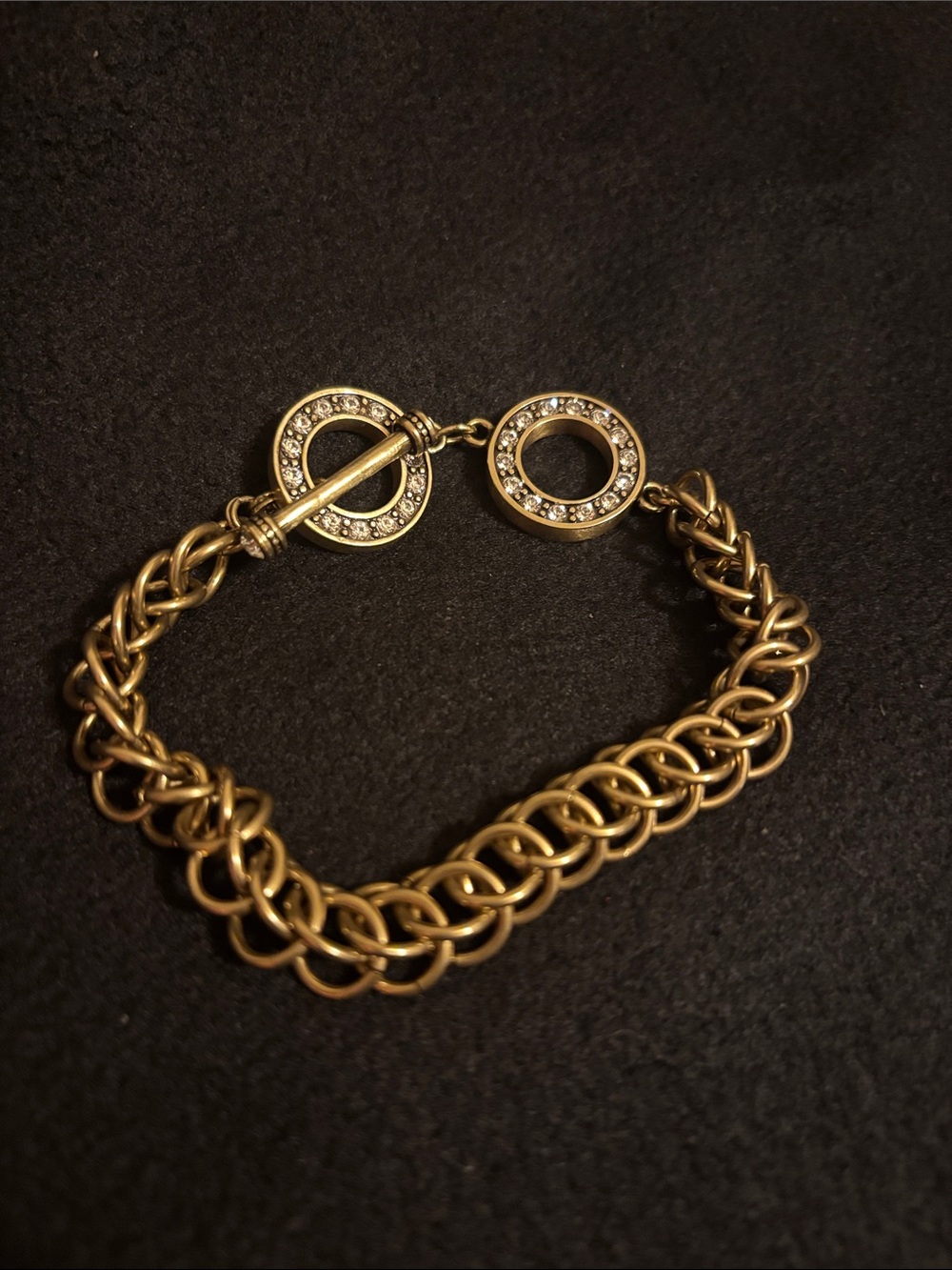Heidi Daus bronze-tone bracelet with white rhinestones
